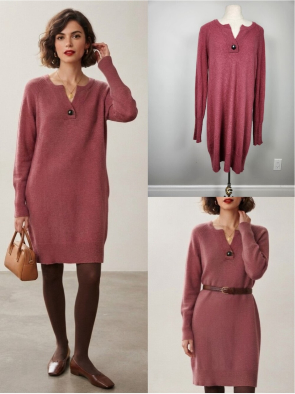 💯% Cashmere Marc By Marc Jacobs Sweater Dress Sz L Preppy Heritage Luxury Soft